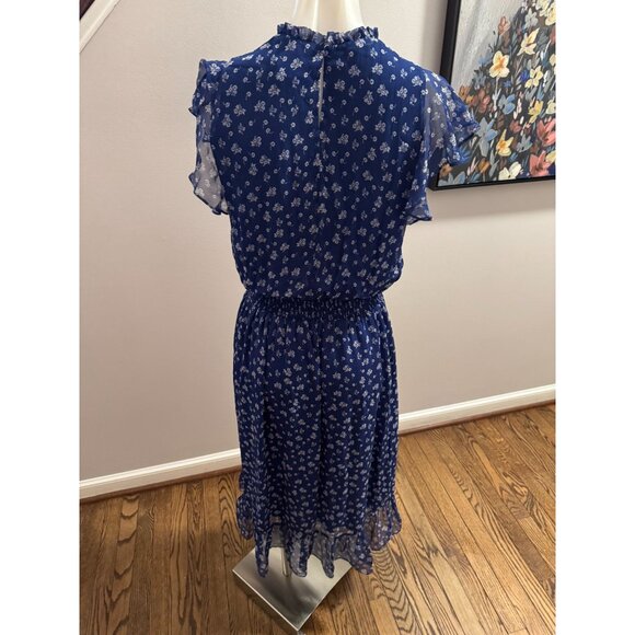 SHOSHANNA Kinne Floral Print Shirred Silk Midi Dress Hudson Blue Size 0 - Picture 6 of 6